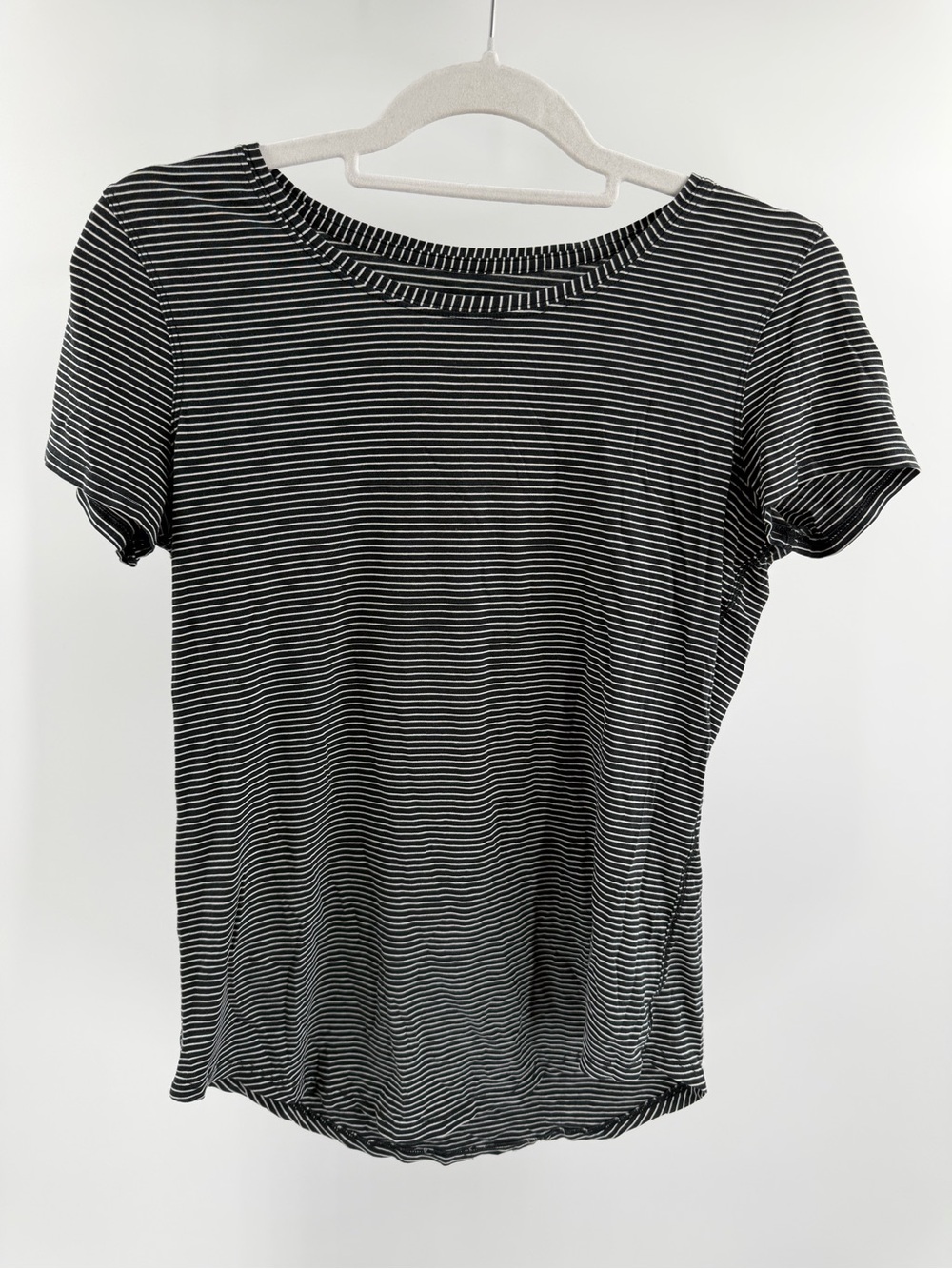 Lululemon Black‎ White Striped Short Sleeve T Shirt S/M